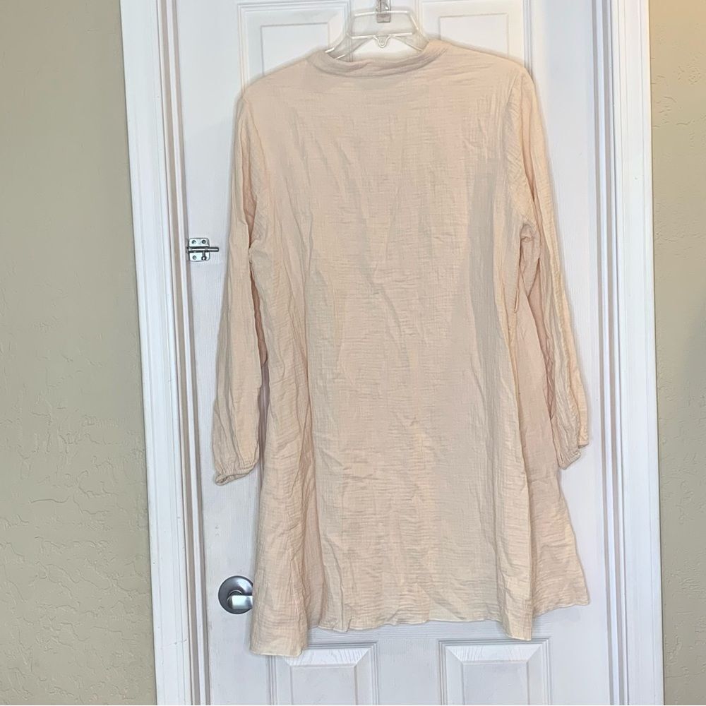 Apricot Button Down Cotton Shirt Dress Size Large - Picture 2 of 9